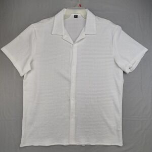 Manfinity Shirt Mens XXL White Button Down Short Sleeve Textured Seersucker